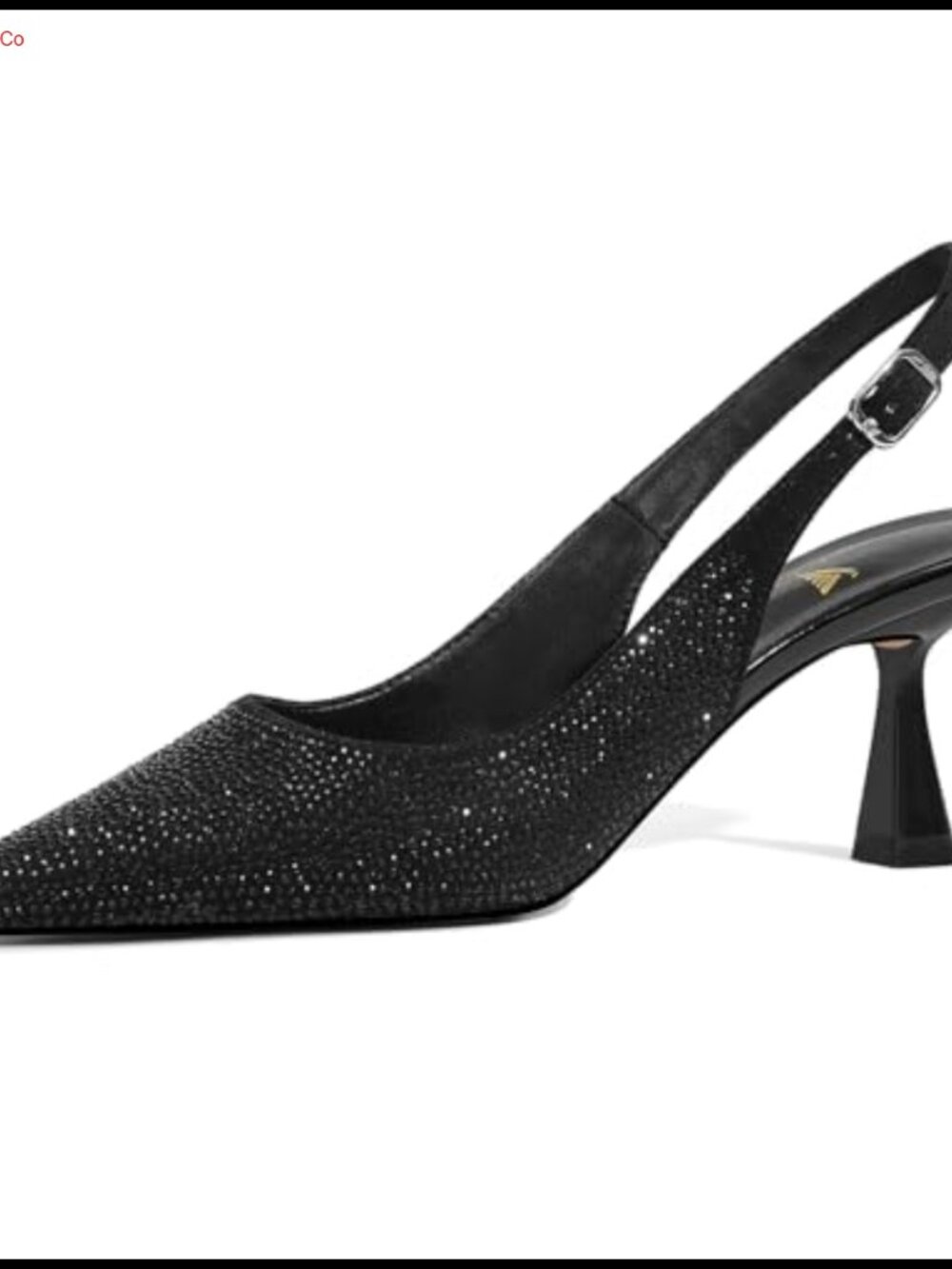 Kitten Heels Slingback Low Heel Dress Shoes Sparkly Pumps Faux Leather